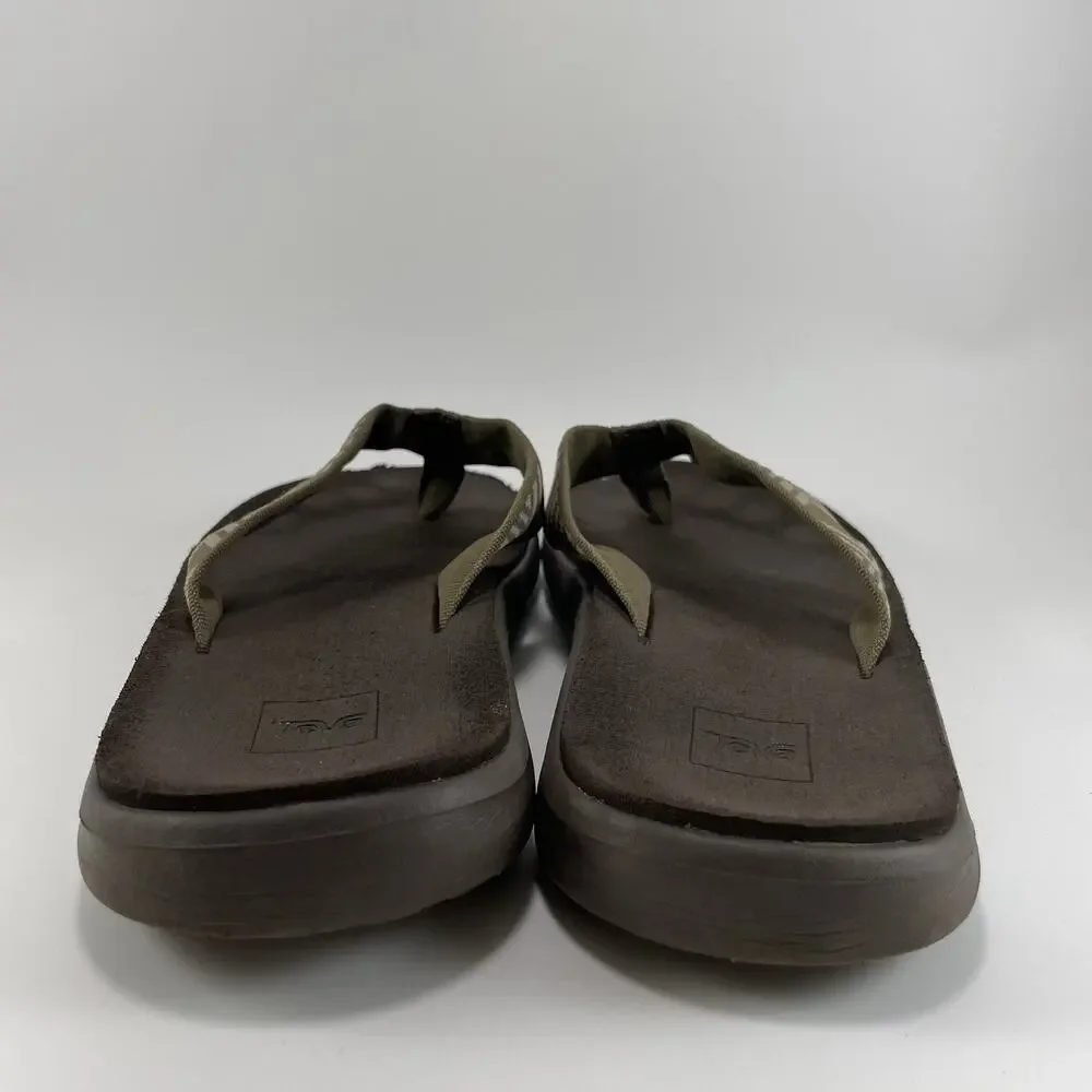 Teva Voya Canvas Flip Flops Mens Size 9 Olive Green Sandals Beach Pool Comfort