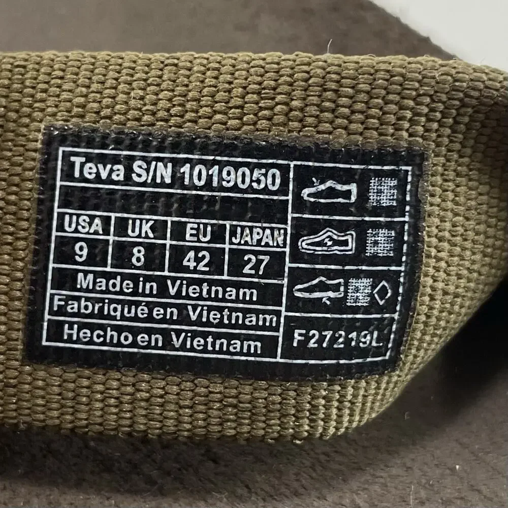 Teva Voya Canvas Flip Flops Mens Size 9 Olive Green Sandals Beach Pool Comfort