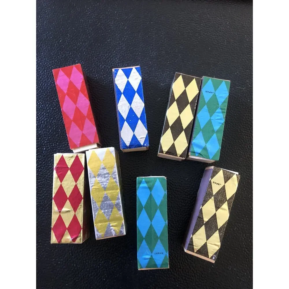 Vintage Wooden Matches In Argyle Pattern Slide Boxes Made in Japan Set Of 8