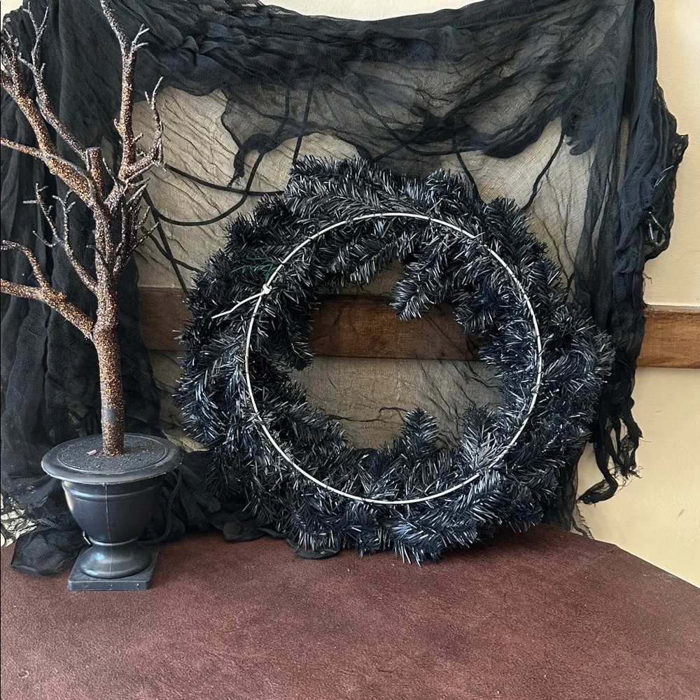 Target Black Halloween Wreath and Tree Decor
