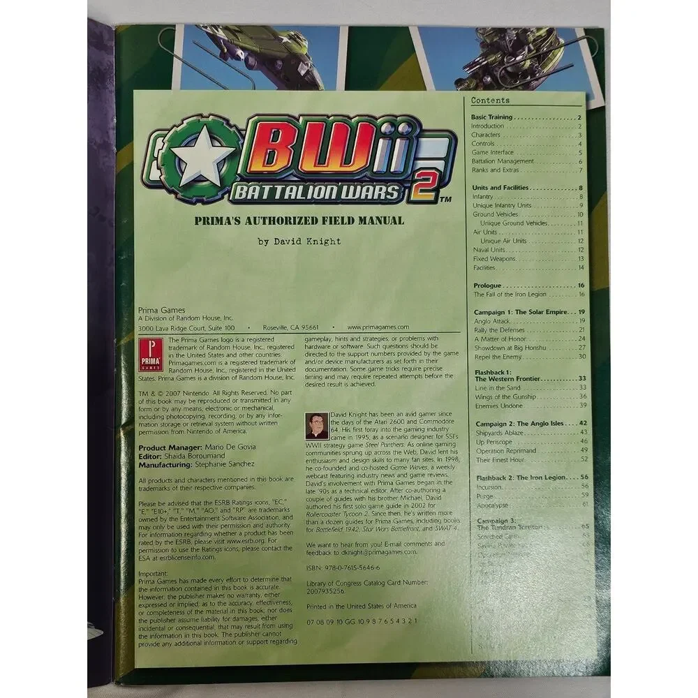 Battalion Wars 2 Field Manual Prima 2007 Nintendo