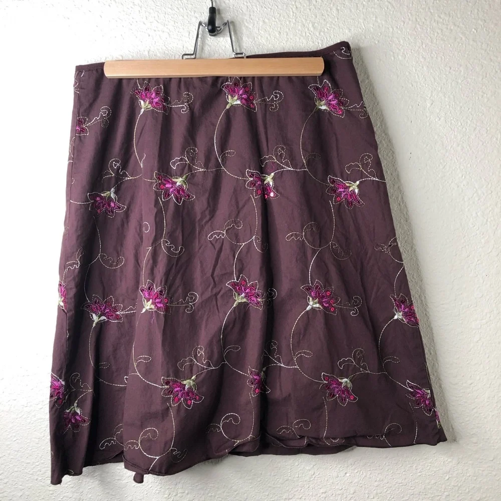 💜💜JKLA Ladies Brown Embroidered Shirt with Sequins Size L