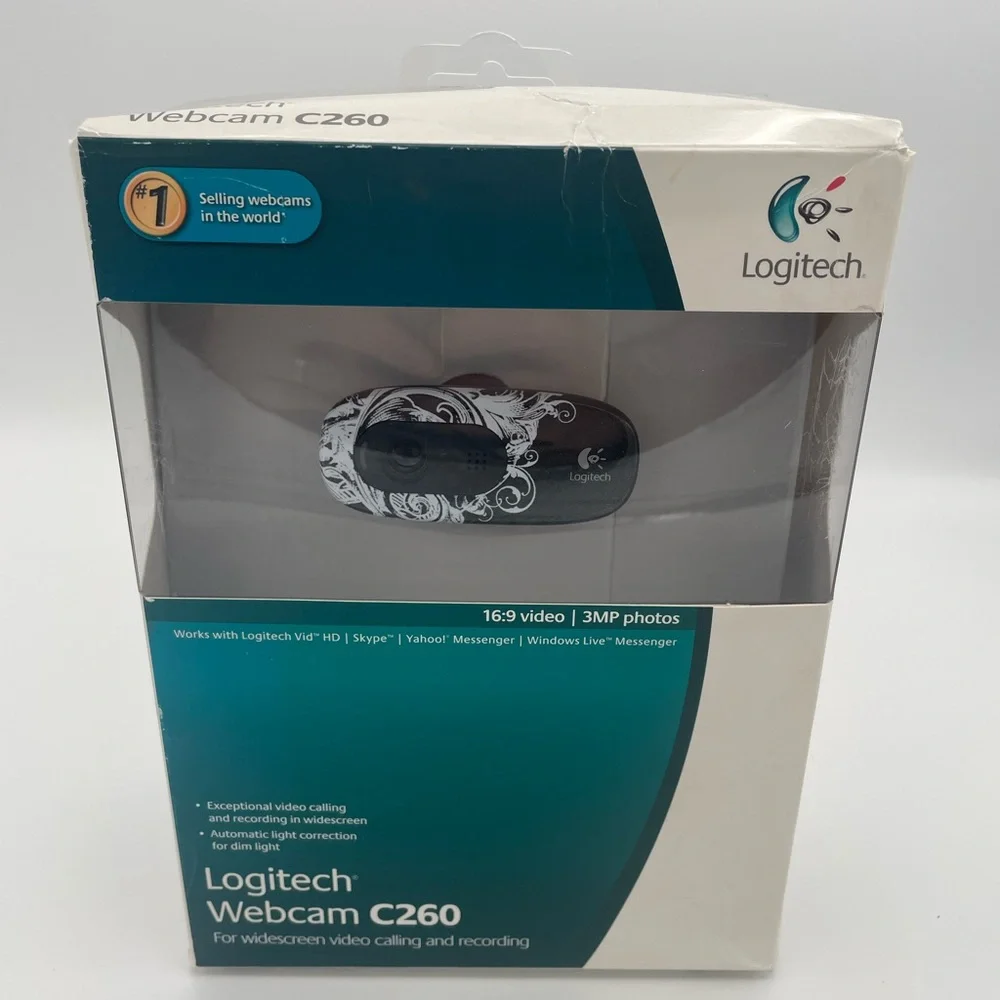 Logitech C260 Webcam - Black and White Design