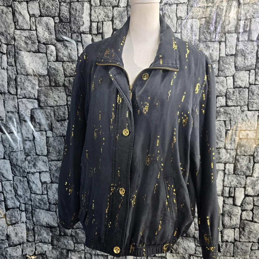Muneli Black Silk Jacket Size Large