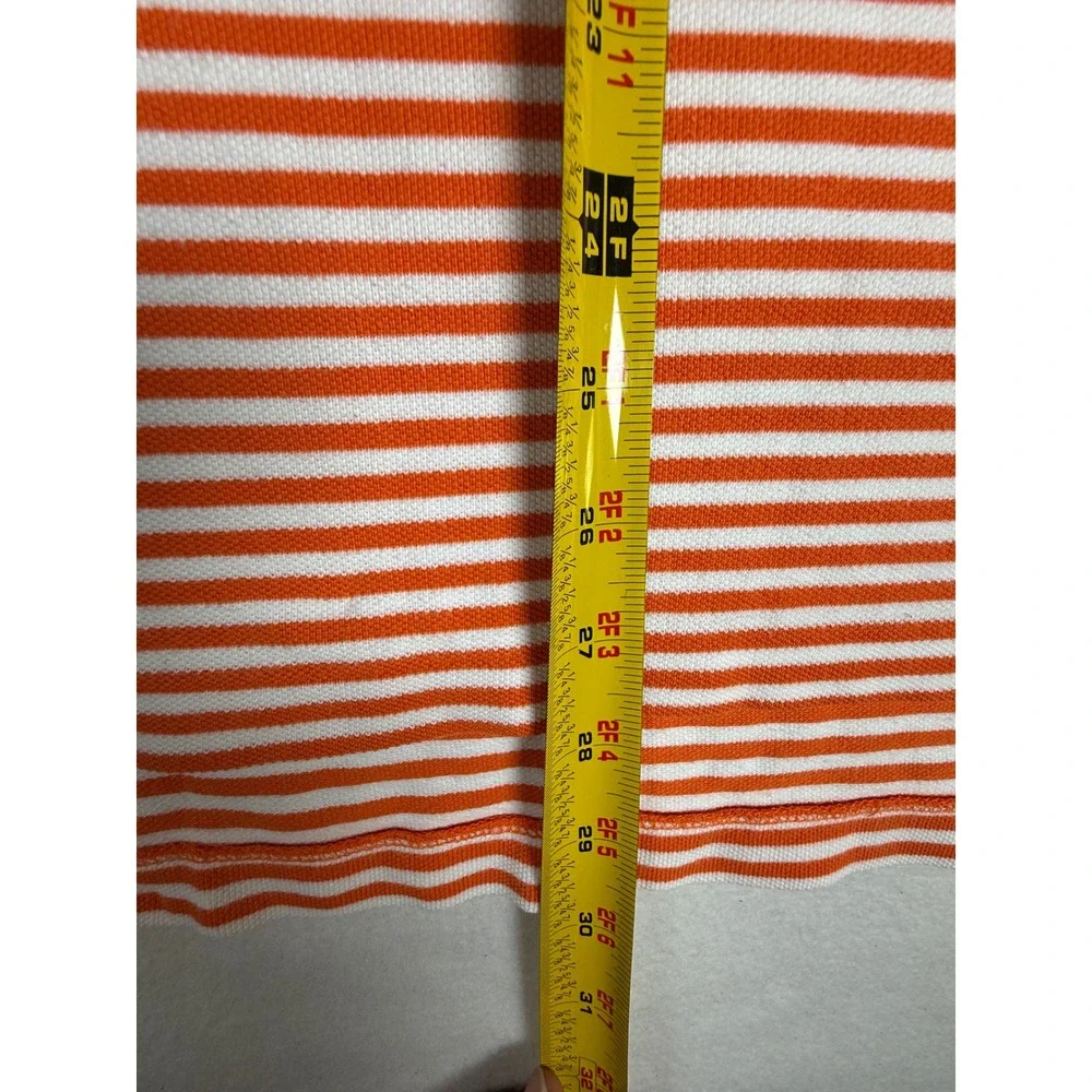 Ralph Lauren Polo Shirt Mens Large Striped Orange White Short Sleeve Casual Top