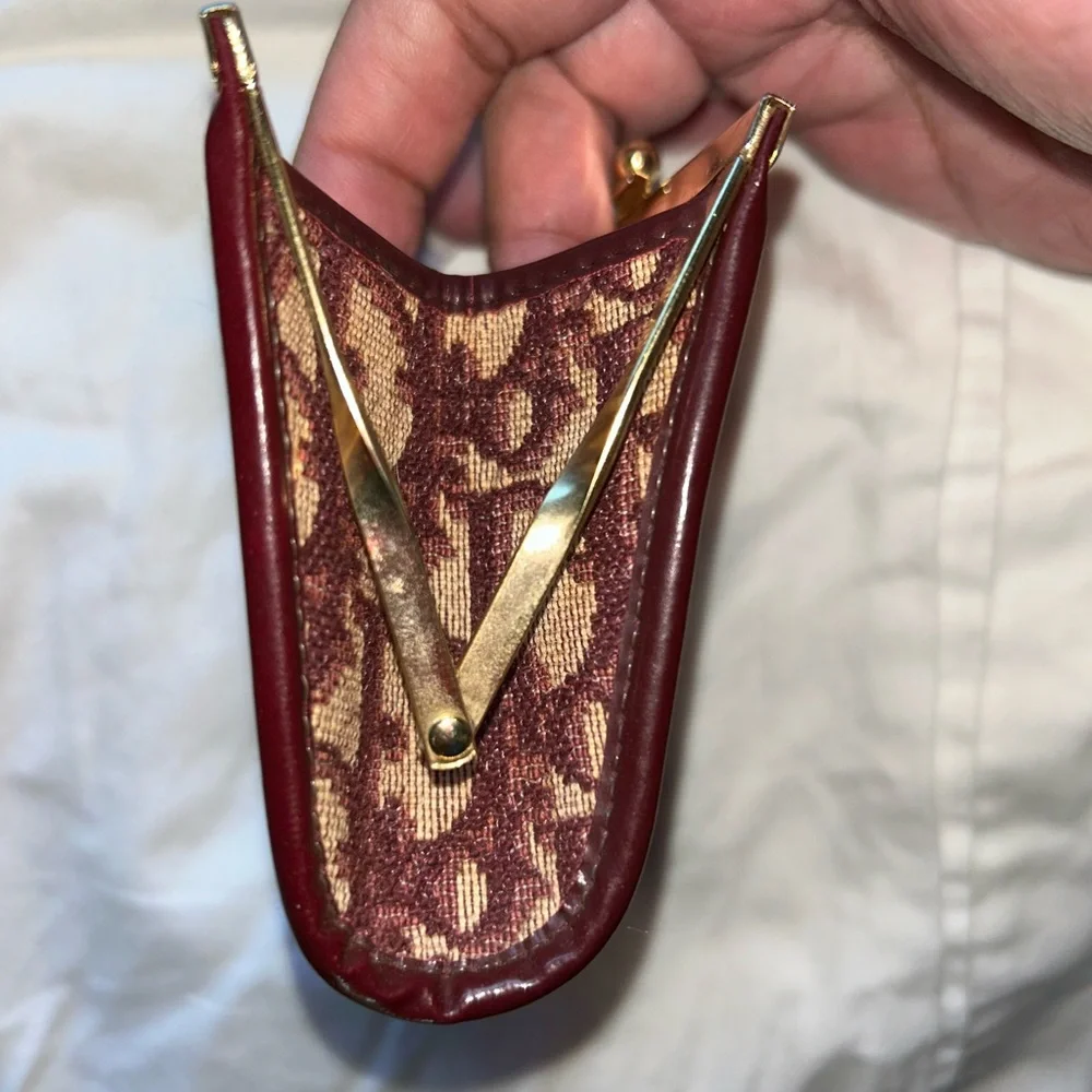 Elegant Burgundy Christian Dior Coin Clutch
