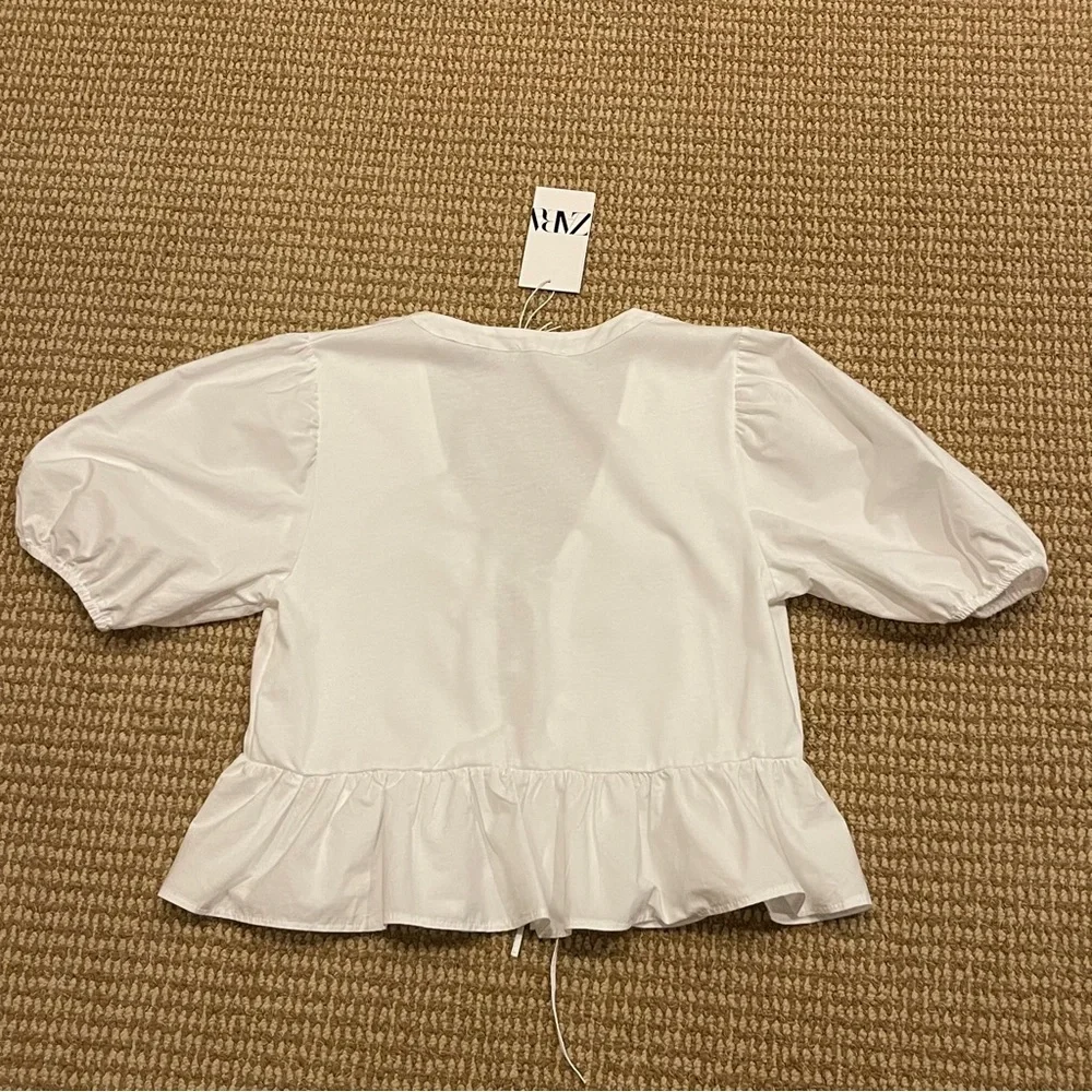 Zara White Combination Tie Top Medium NWT
