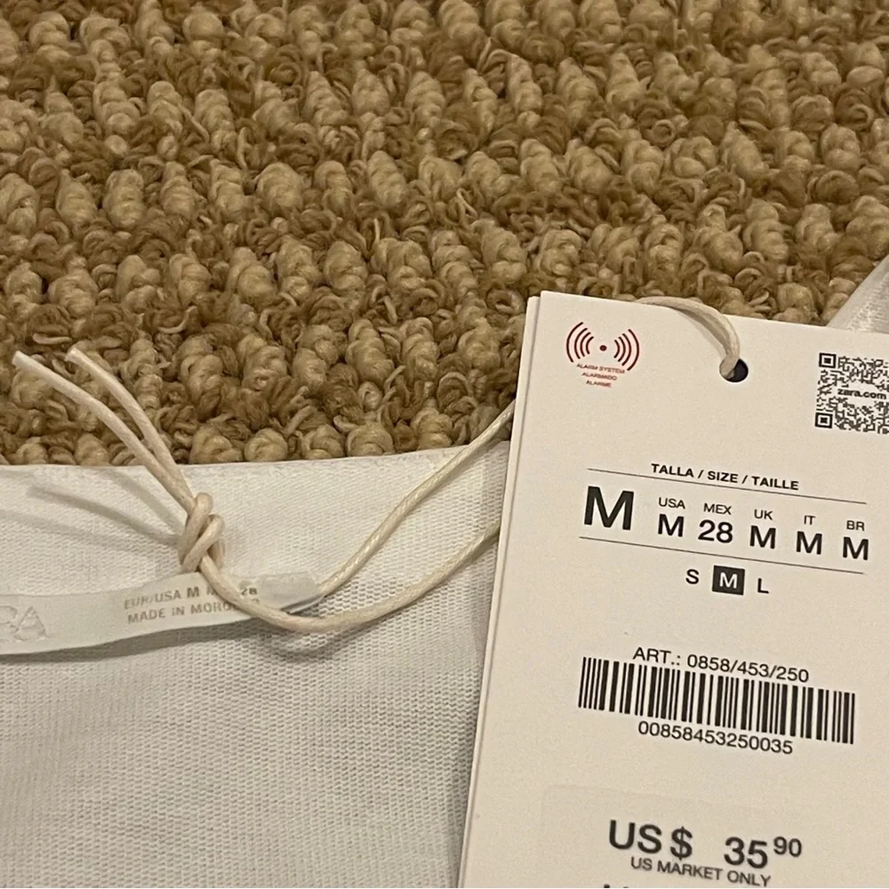 Zara White Combination Tie Top Medium NWT