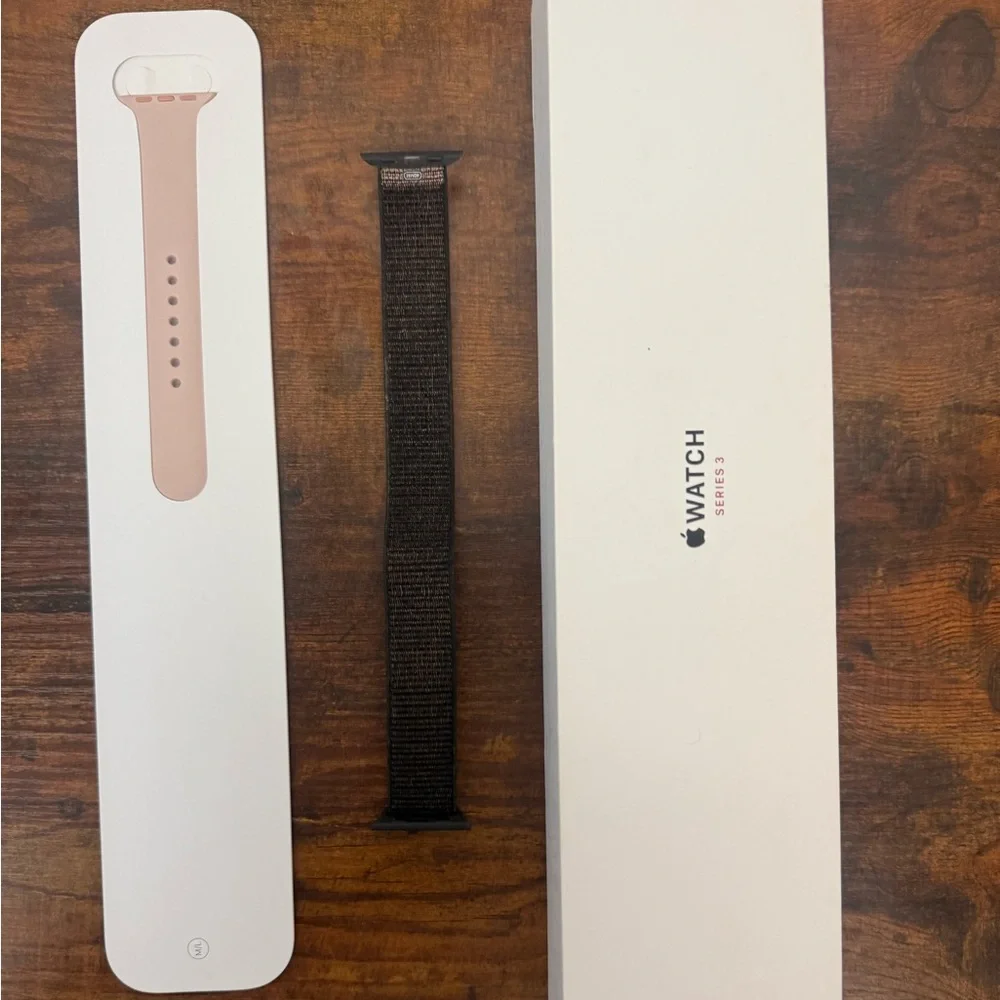 Apple Watch Series 3 with Pink and Black Bands