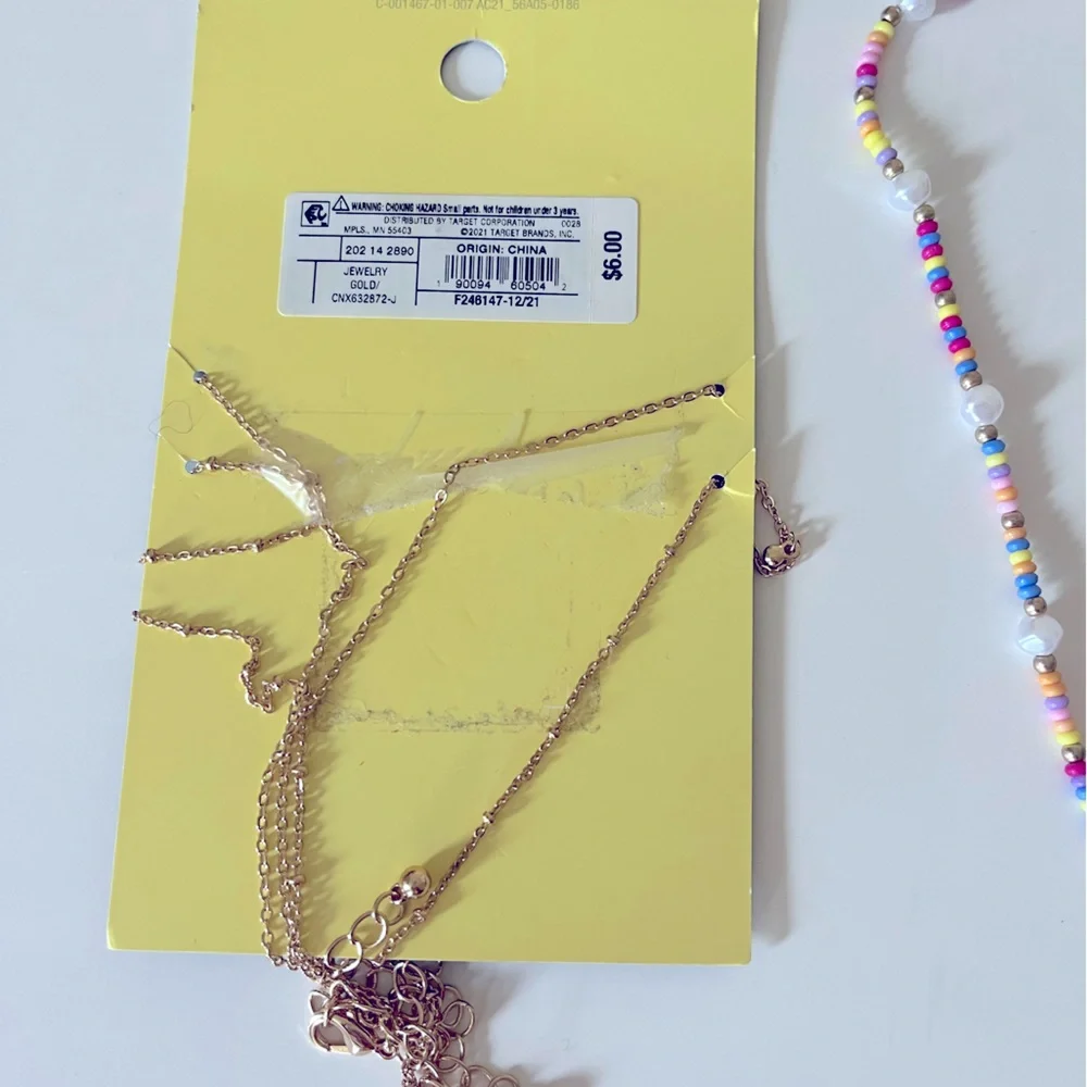 Art Class And Wild Fable Necklaces Hoop‎ Earrings Bundle Gold Tone Colorful
