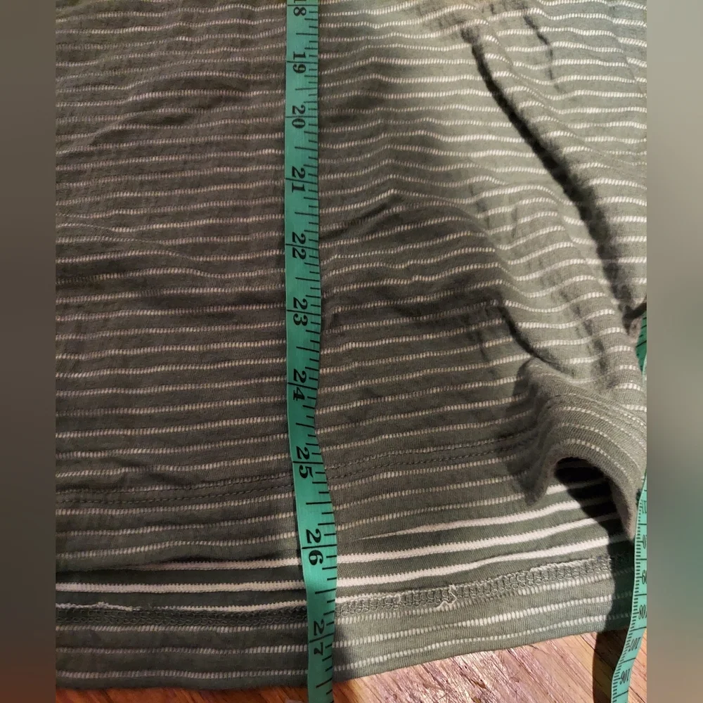 J. Crew Stripe Shirt Medium Green Long Sleeve Heritage Tee Relaxed Fit Preppy