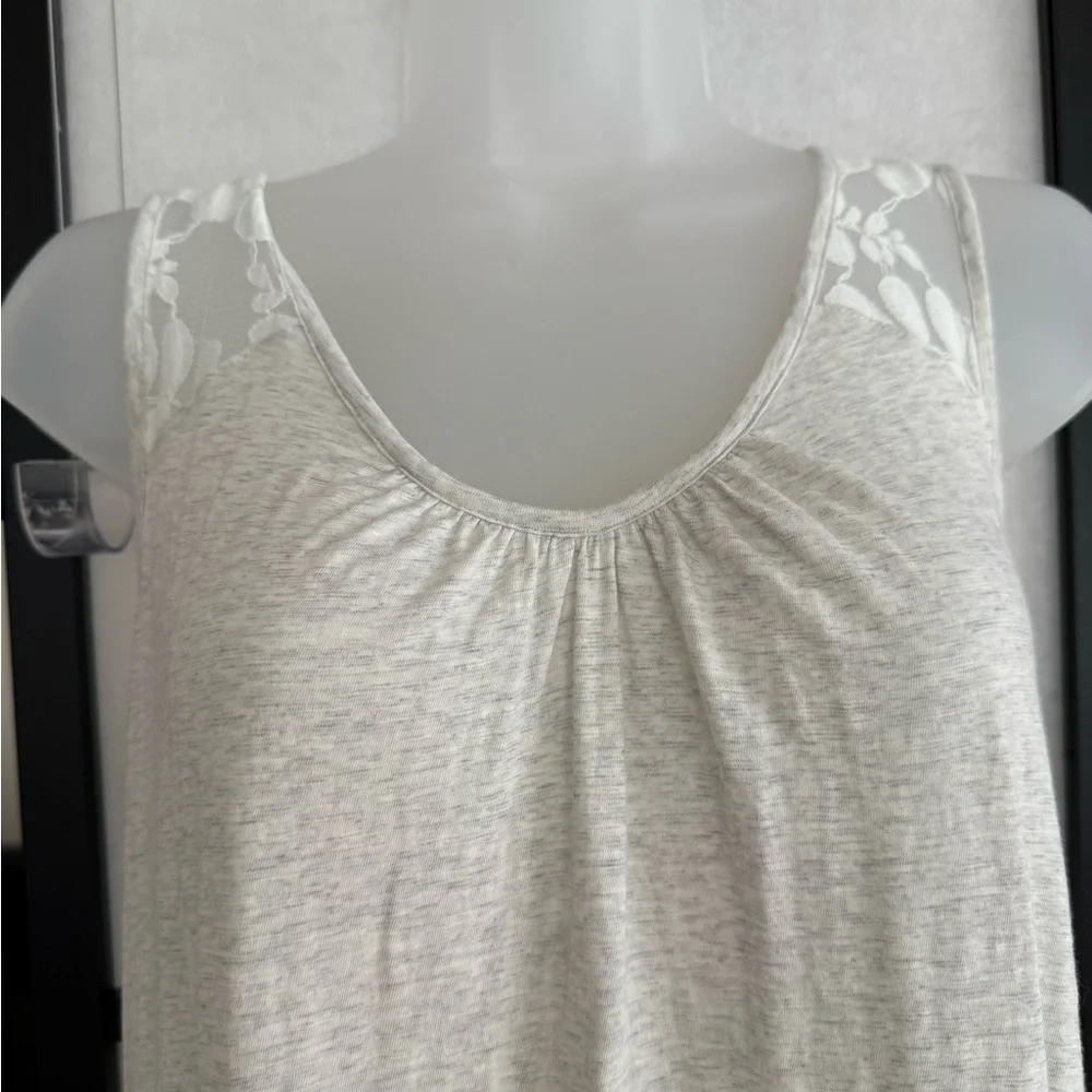 Garnet Hill Green Cotton Nightgown. Sample. VERY long. Lace top, Size S