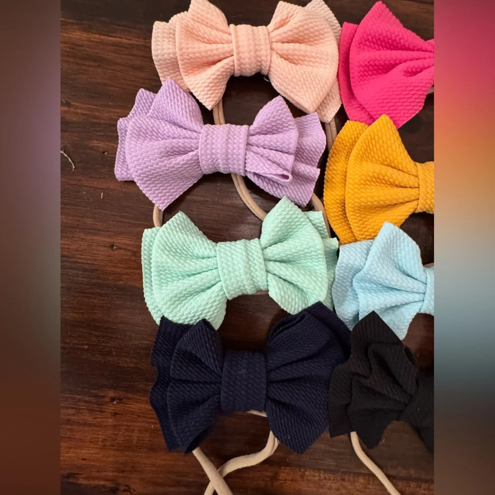 Colorful Bow Headband Set for girls. Infant toddler hair bows. 11 total