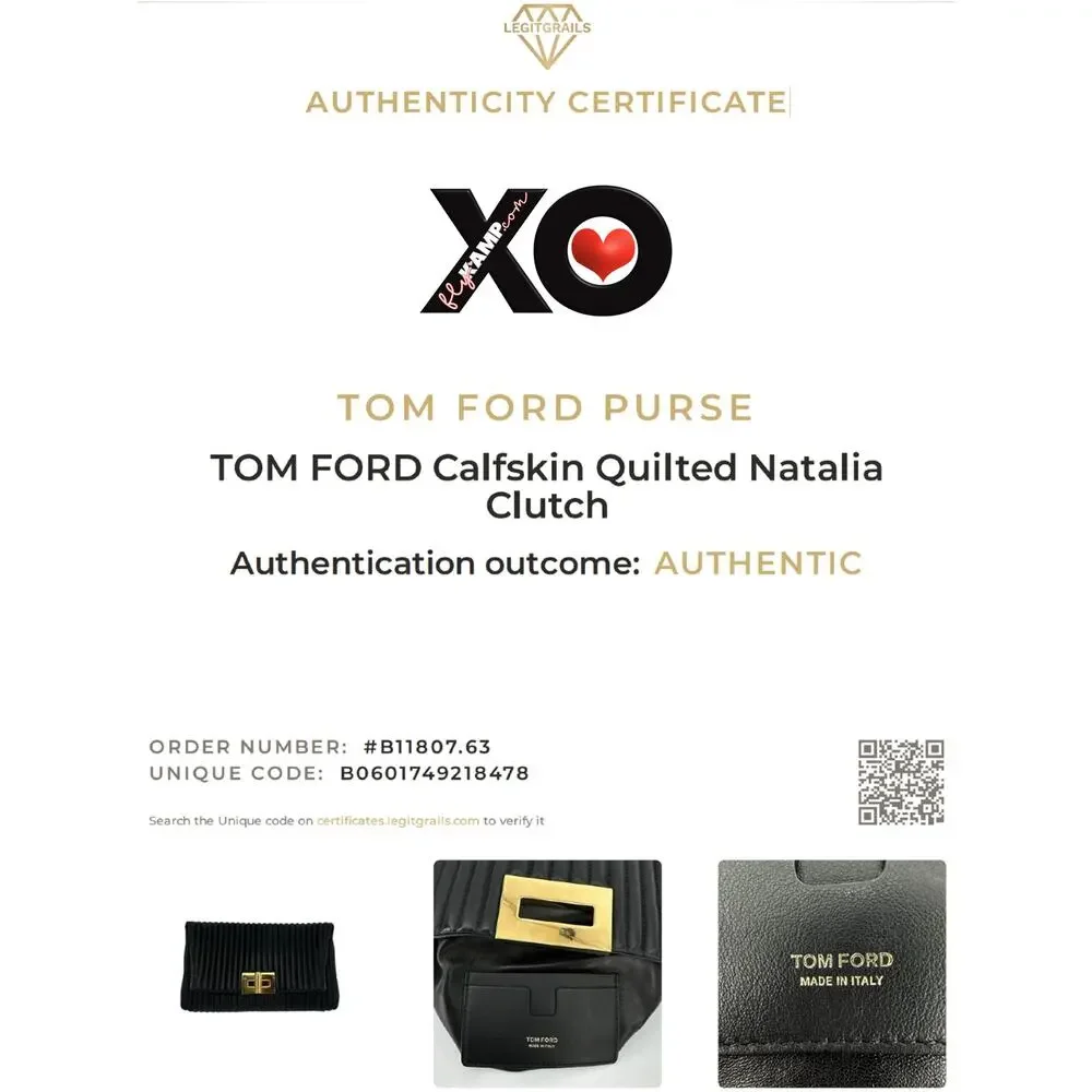 TOM FORD Calfskin Quilted Natalia Clutch in Black