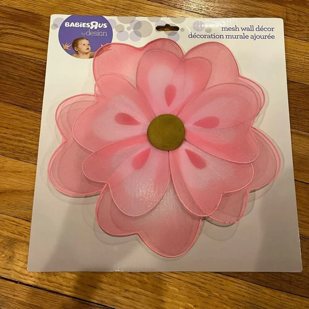 Babies R Us by Design Mesh Wall Decor Flower Pink 9.45” x 9.45”