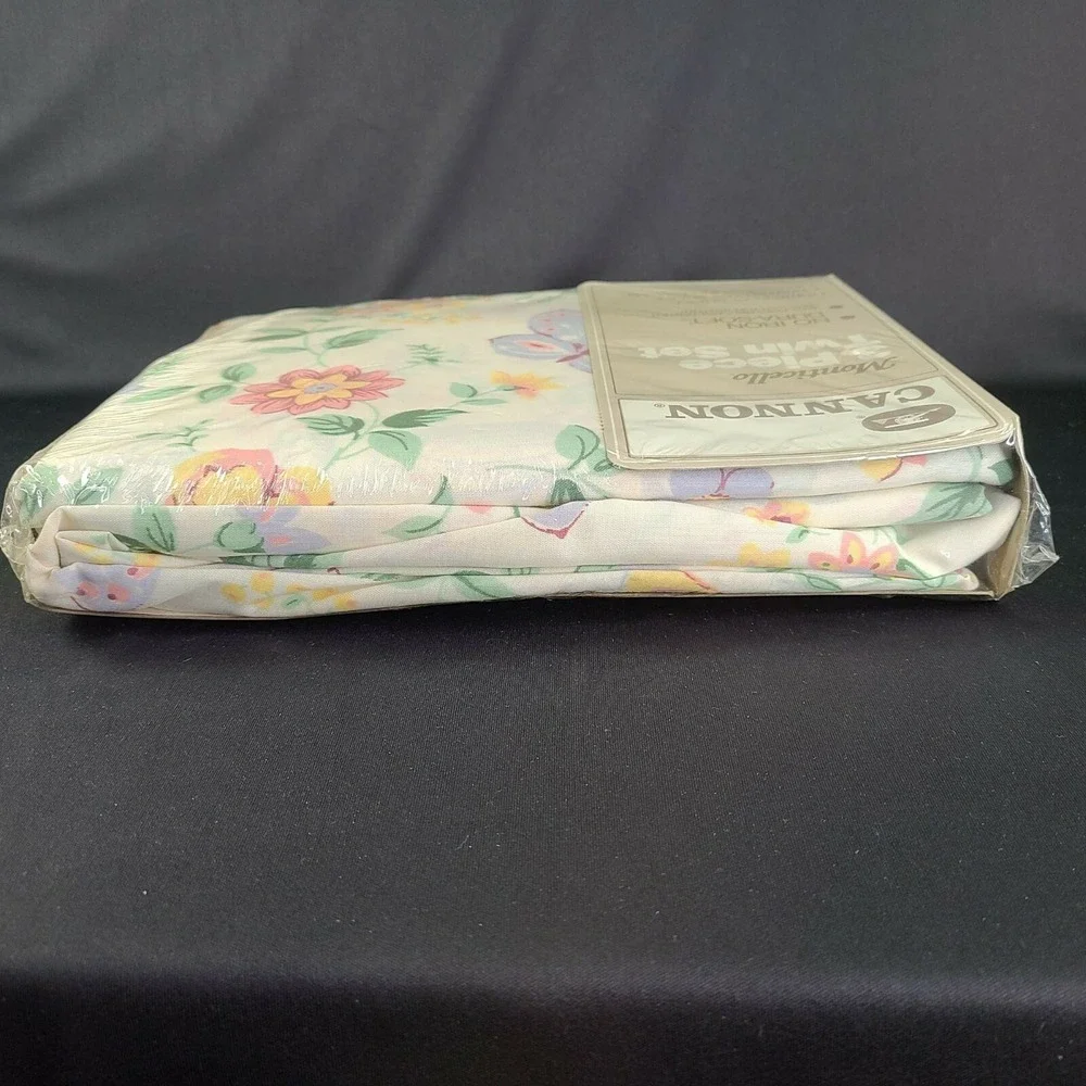 Cannon Monticello Twin Sheet Set Floral Cottagecore 3 Piece Fortel Vintage New