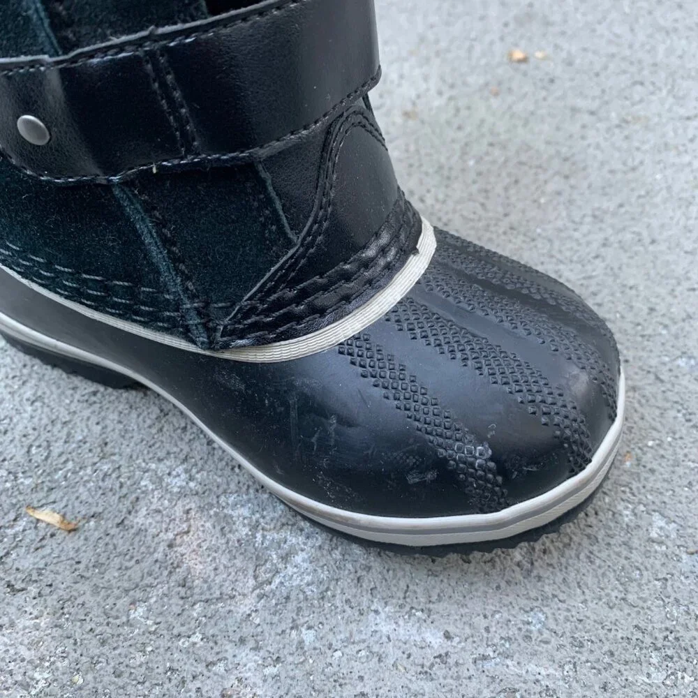 SOREL 1964 Pac Snow Boots Kids 10 27 Faux Fur Black Waterproof Winter Boot Suede