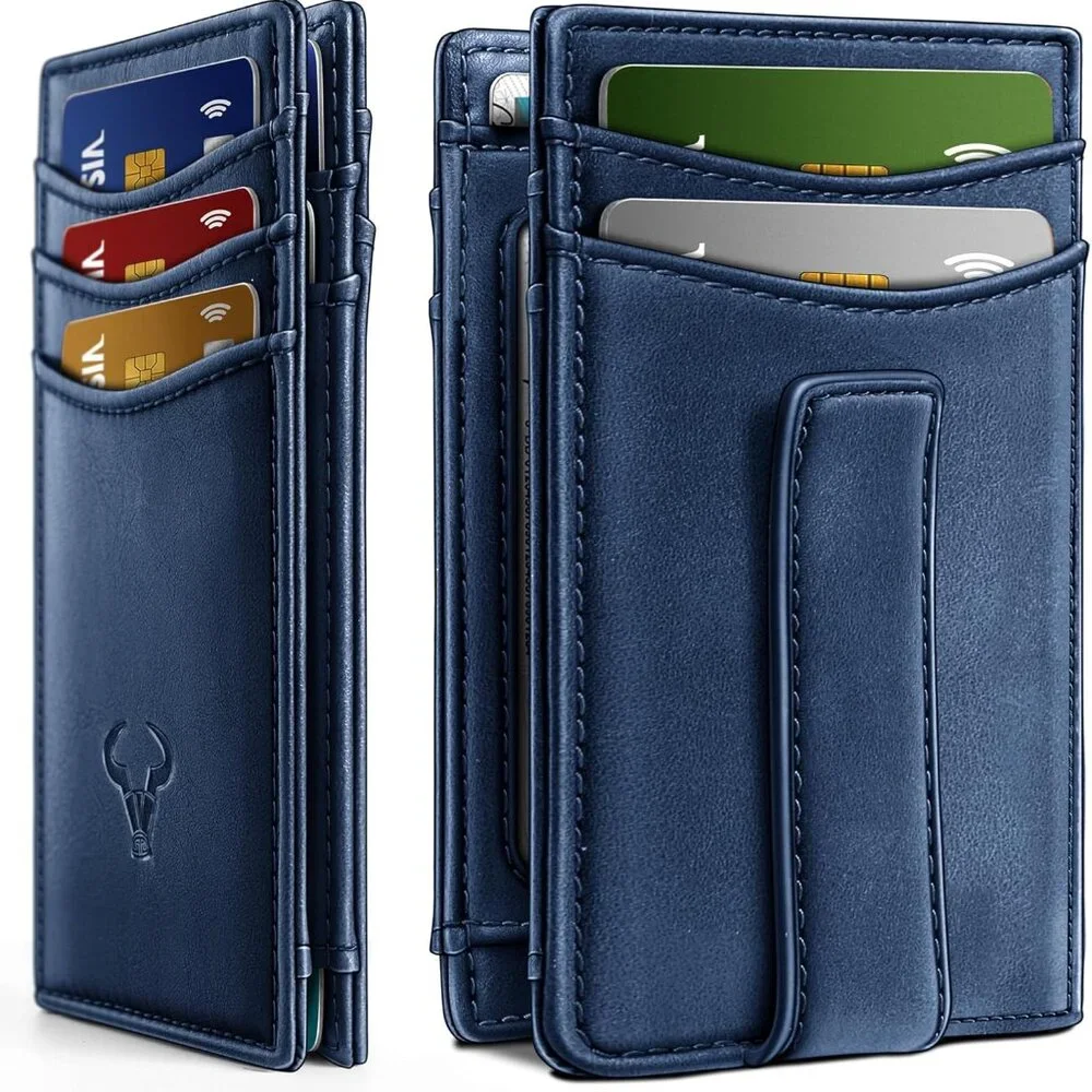 New Magnetic Closure Slim Wallet-Genuine Leather Front Pocket Wallet for Men