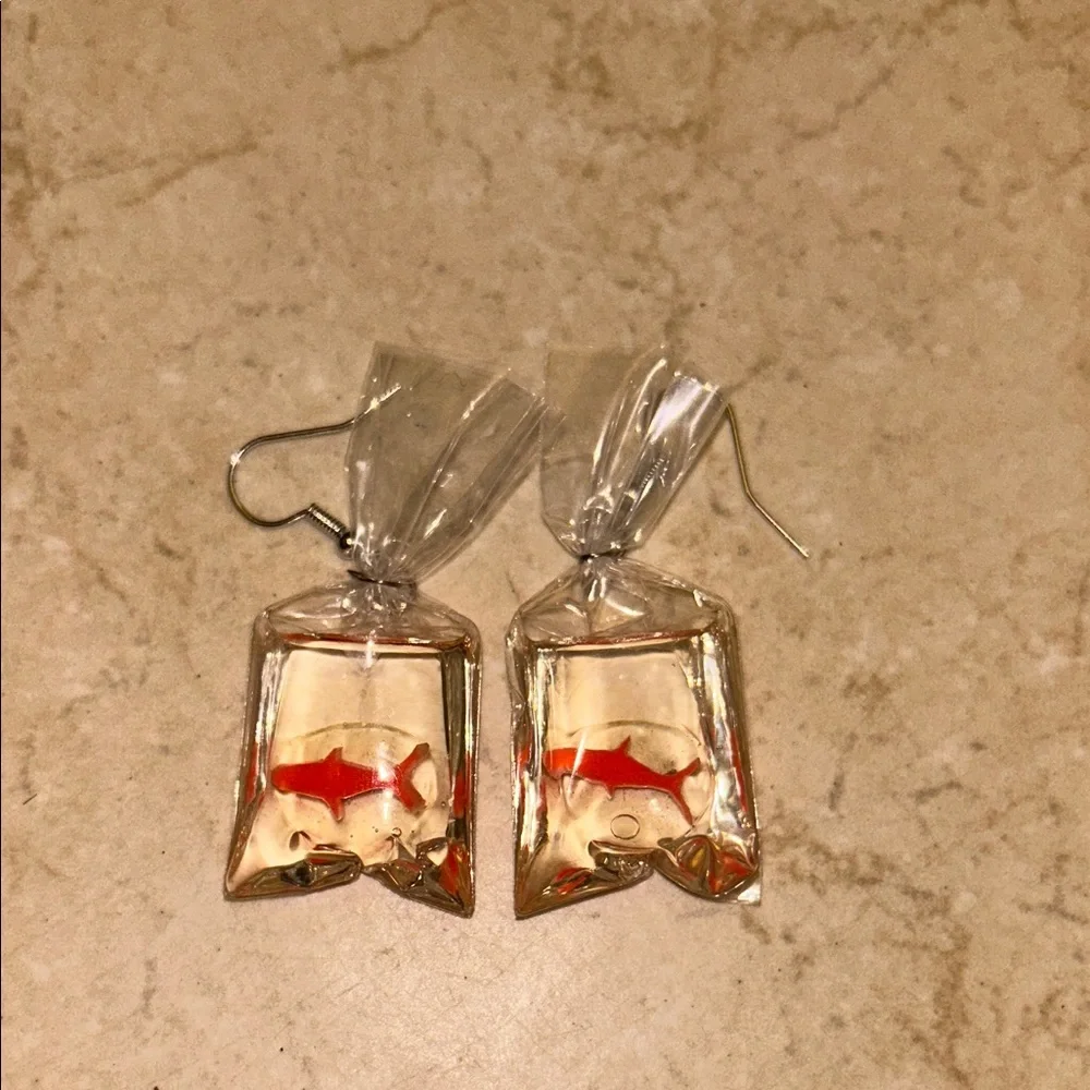 Goldfish in Clear Bag Earrings