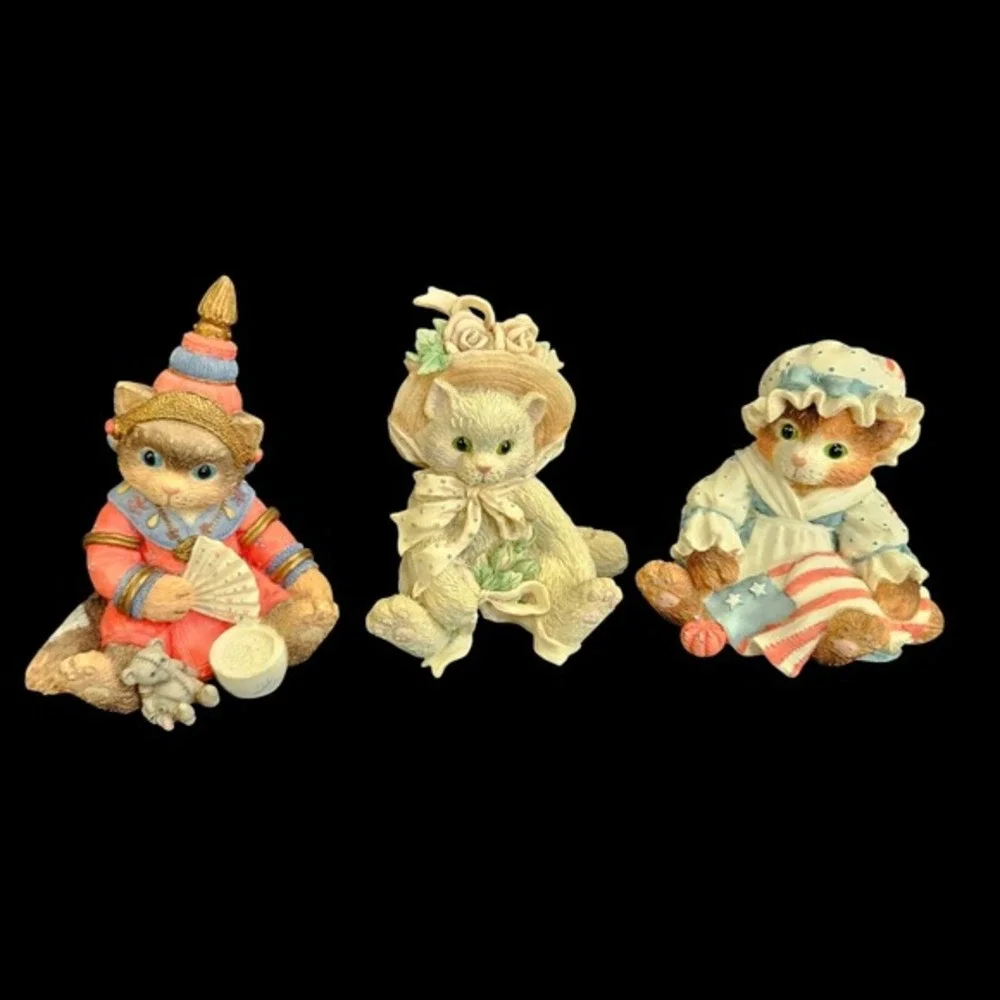 Calico Kittens Priscilla‎ Hillman Enesco Friendship Theme Lot of 3 Vtg READ