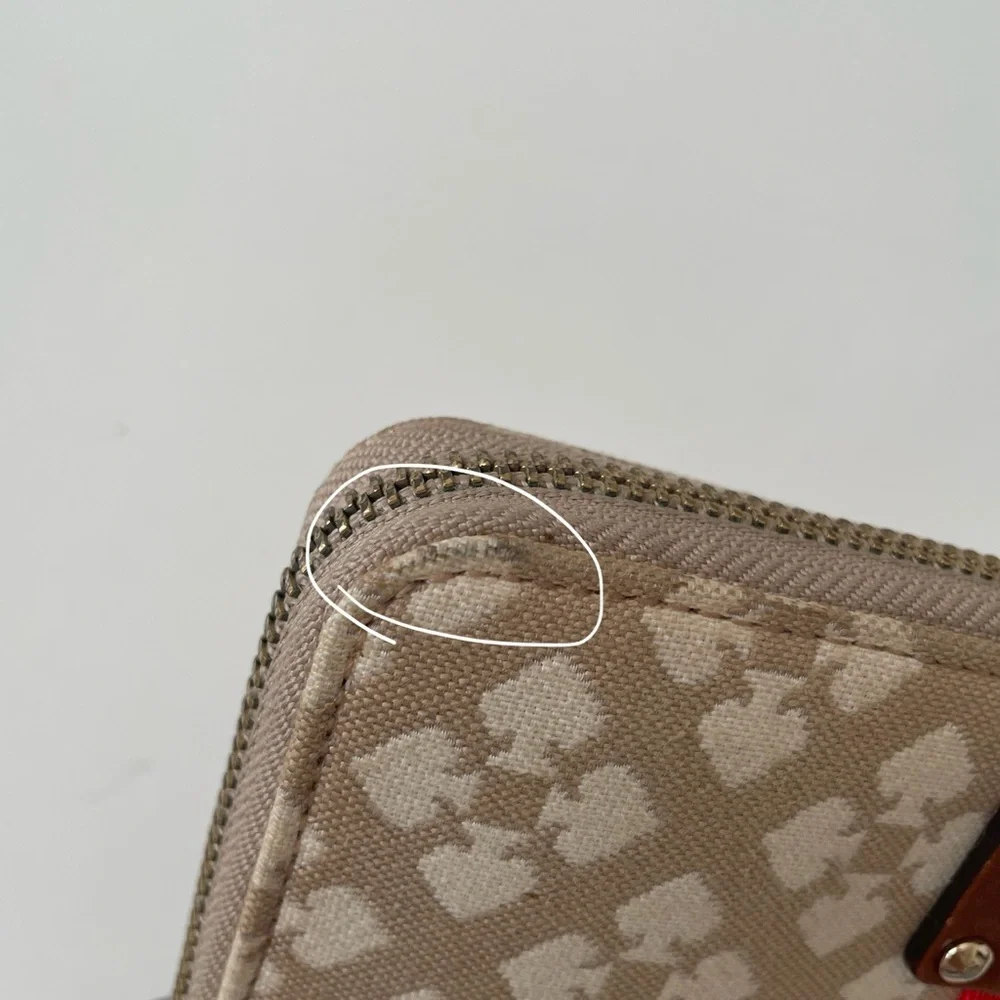 Kate Spade New York Neda Signature Stucco Canvas Zip Around Beige Wallet