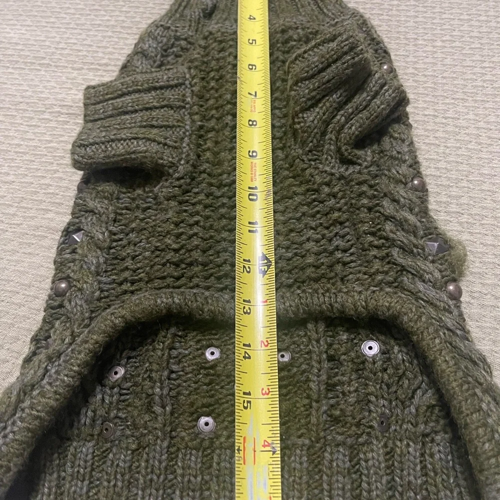 American Beagle Outfitters olive green dog sweater with studs