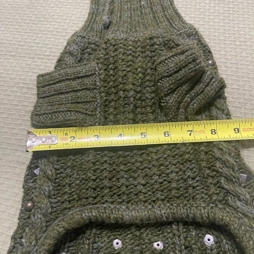 American Beagle Outfitters olive green dog sweater with studs