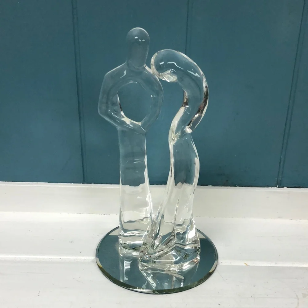 Male Female bride groom 7” glass Abstract Art statue wedding‎ cake topper