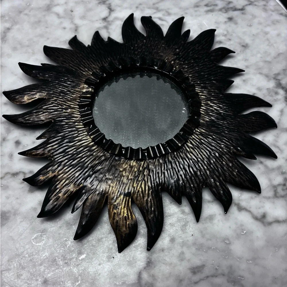 Black and Gold Sunburst Wall Mirror