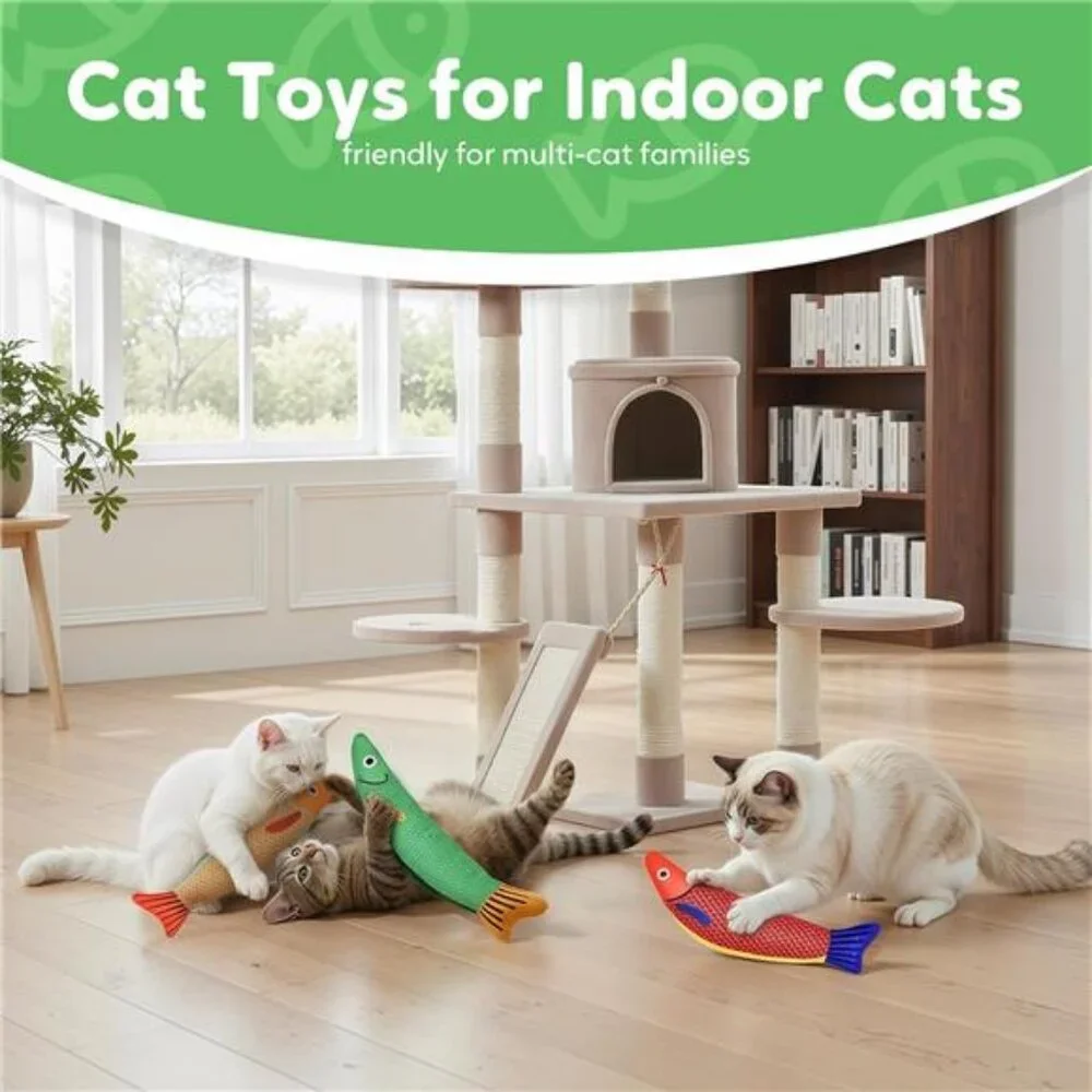 Catnip Toys Saury Fish, Cat & Kitten Chew Kicker Interactive Crinkle Toys