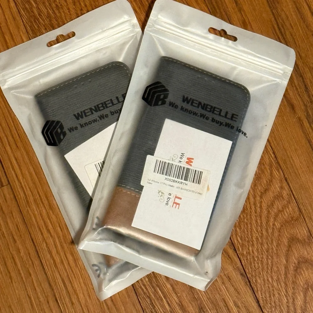 Brand New WenBelle iPhone 11 Pro Wallet Cases (2) - 5.8in - Grey / Brown