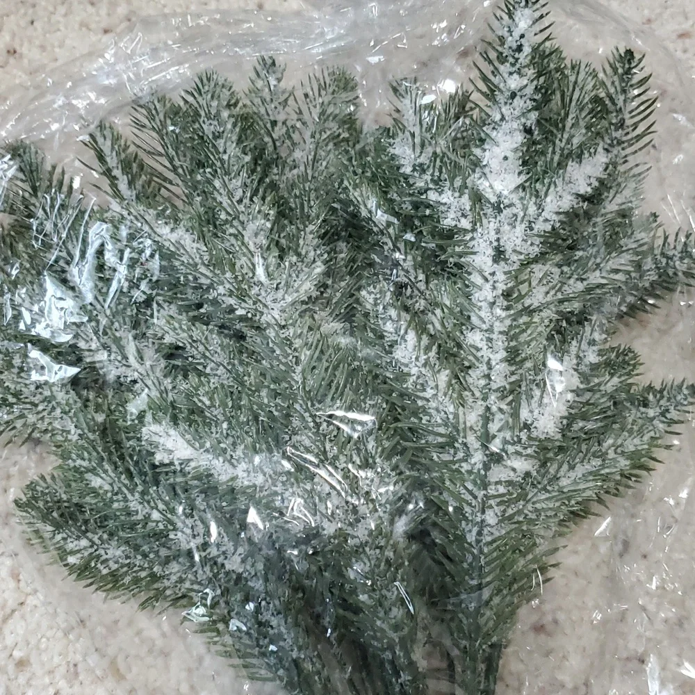 Frosted Green Holiday Pine Branches