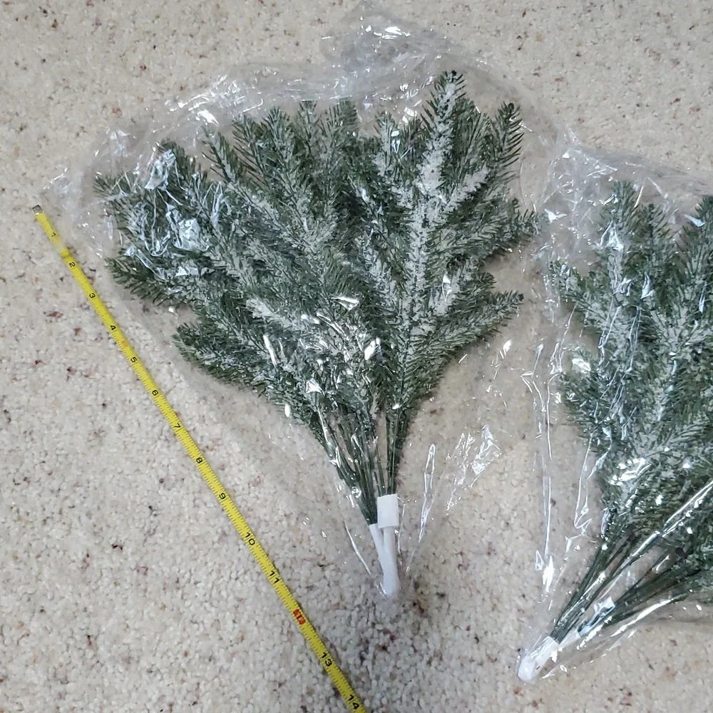 Frosted Green Holiday Pine Branches