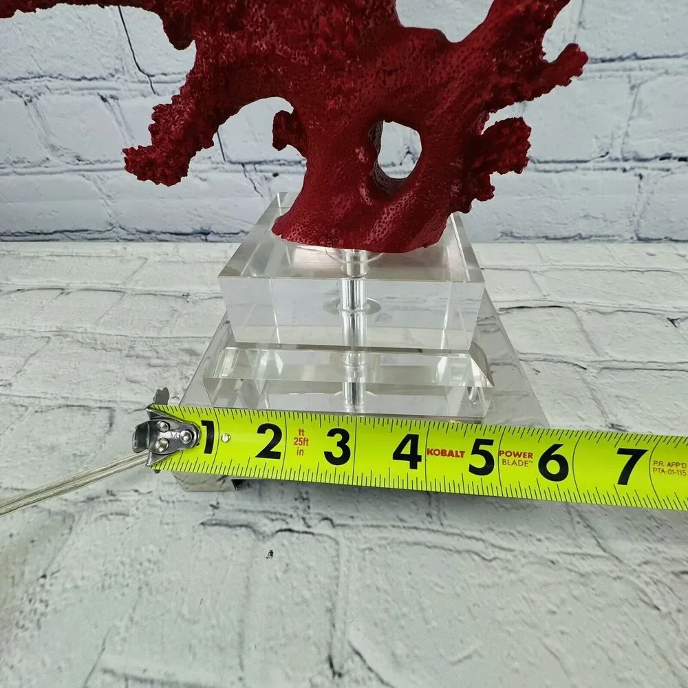 Broyhill Red Corral Lucite Reef Nautical Coastal Beach Table Lamp & Shade