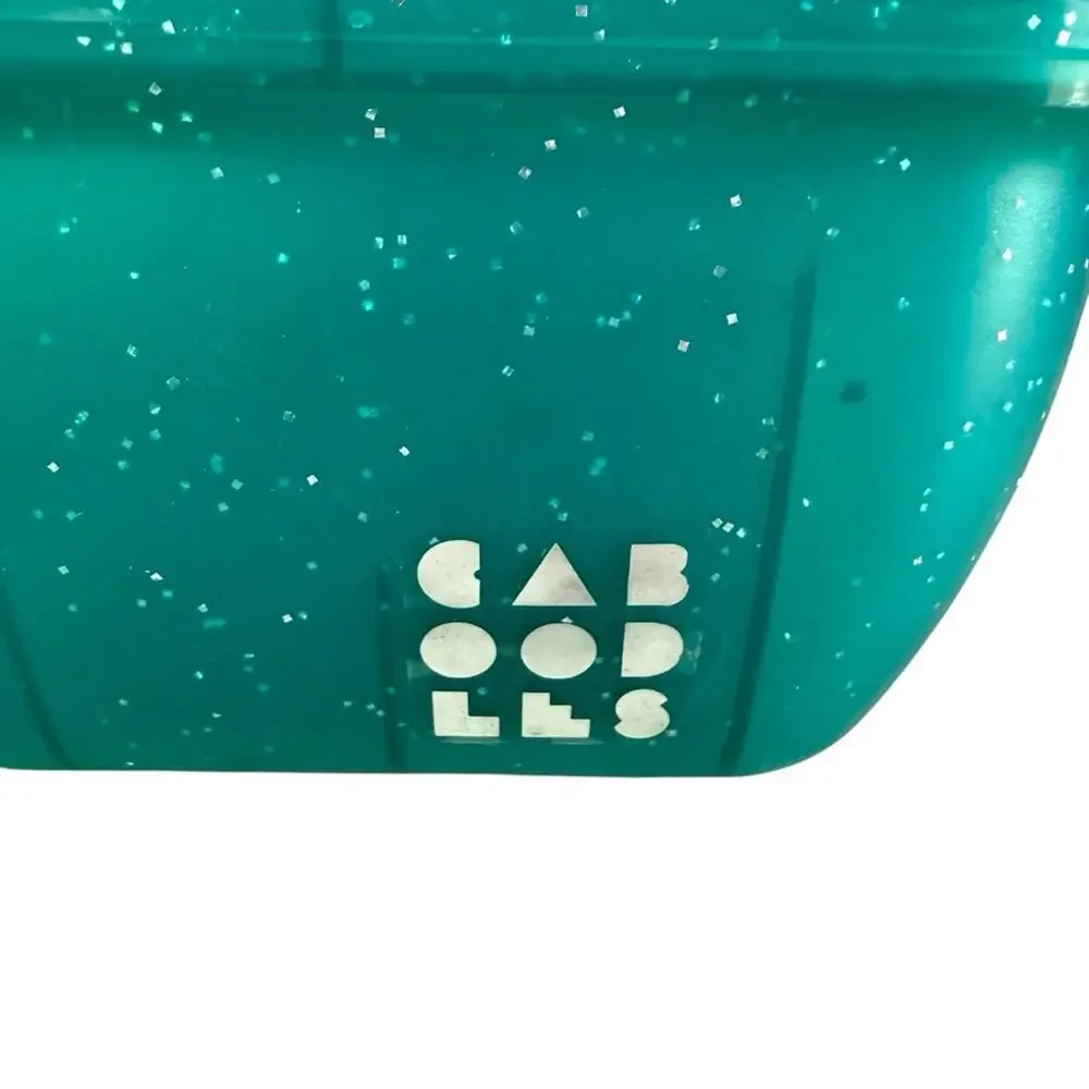 Vintage Caboodle 1990s Jellies Organizer Vanity model #2752 Teal Aqua Sparkle