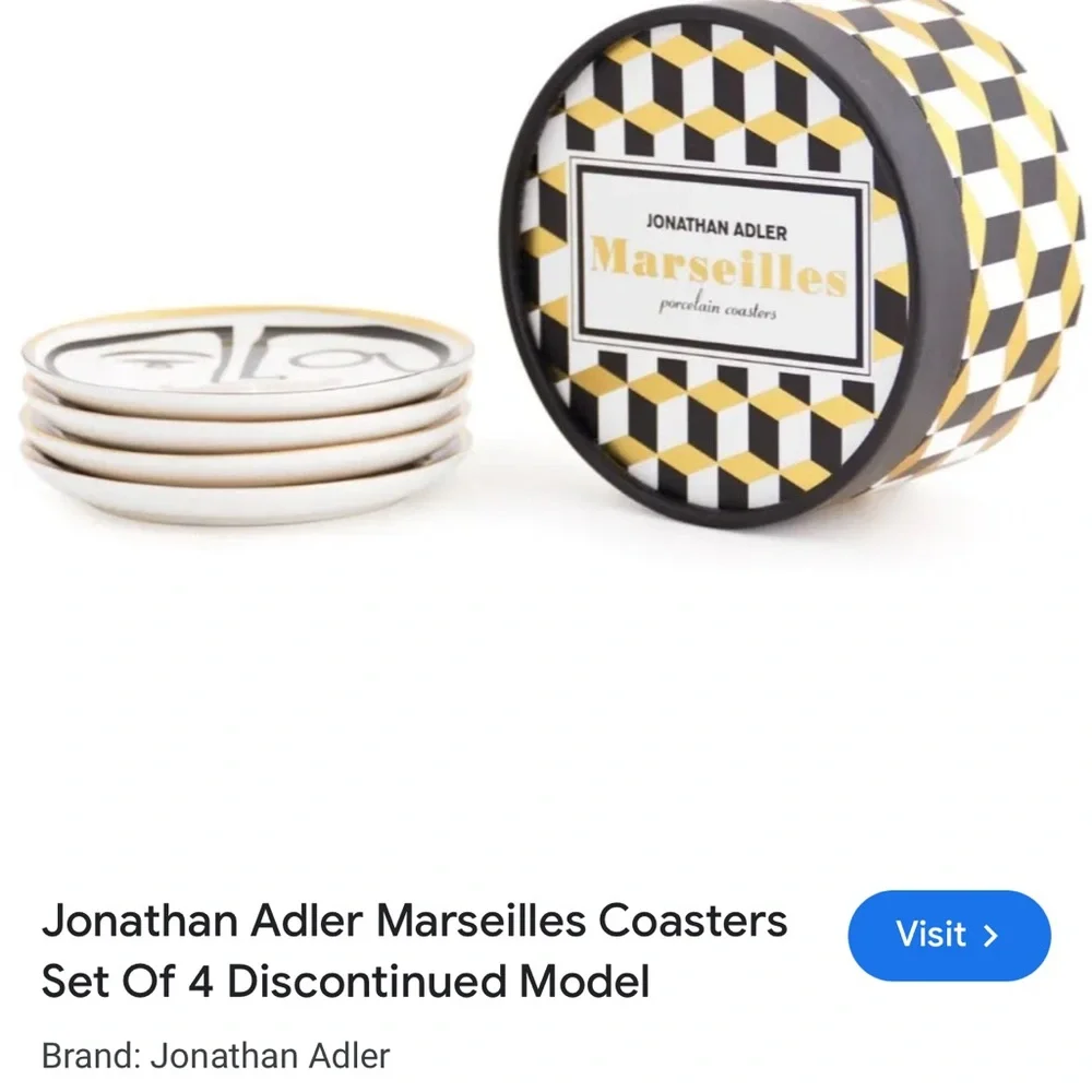Jonathan Adler Marseilles Coasters Set of 4 Discontinued OS