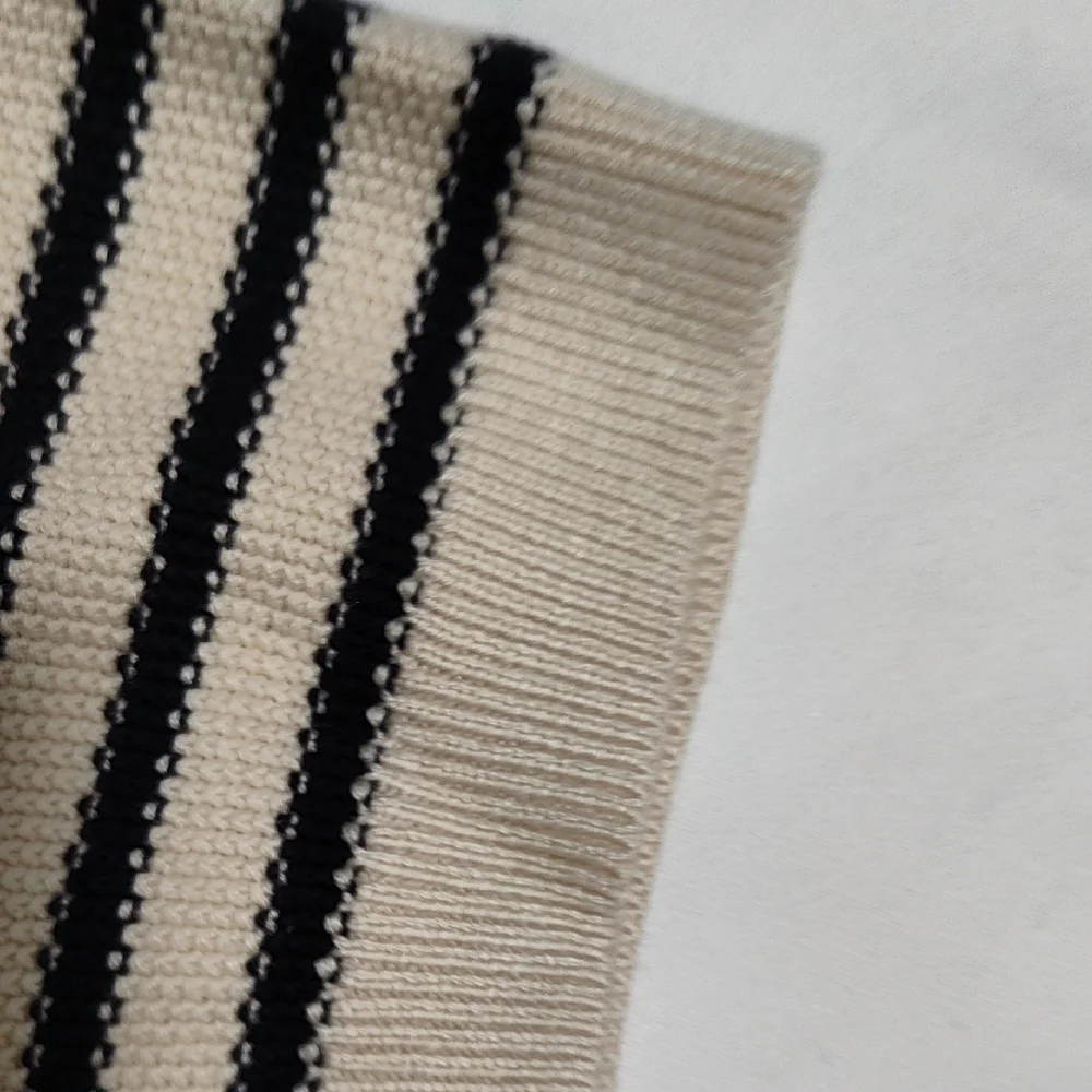 Lucky Brand Black and Cream Knit Top