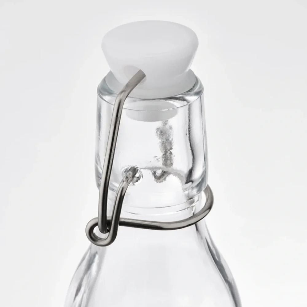 3-PACK Glass Swing Top Bottles Set of 3 Bottle Stopper Clear Glass 5 oz IKEA