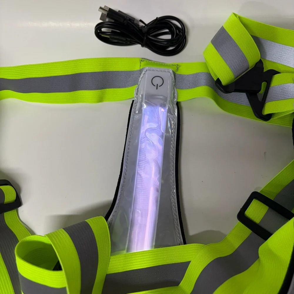 New Zacro Reflective Vest LED 5 Colors Waterproof Neon Green Charging Cable