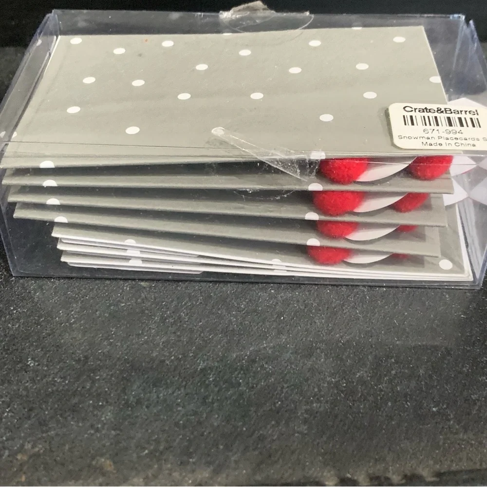 Crate & Barrel Paper Snowman Placecards Christmas Holiday Winter Lot of 7
