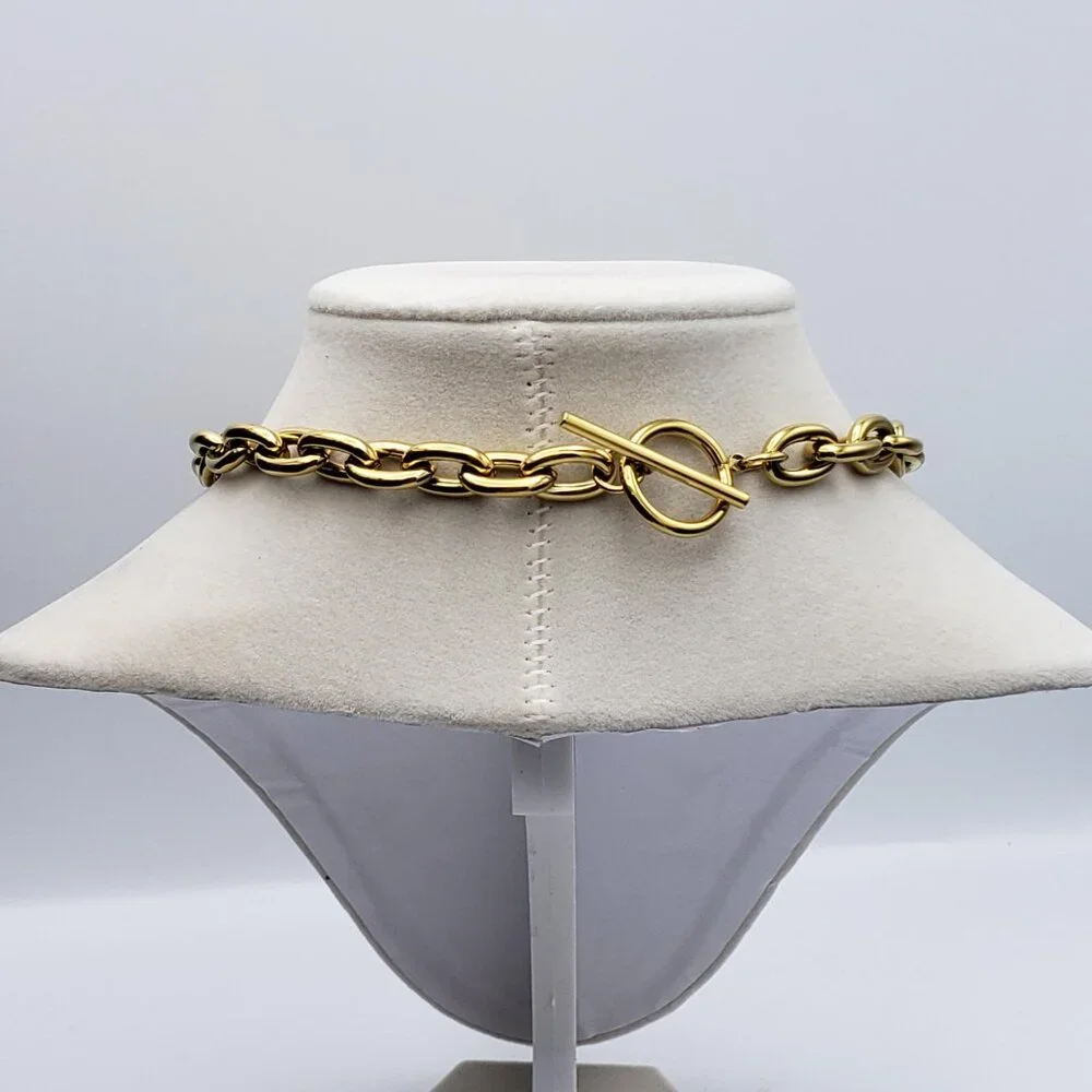 Authentic Louis Vuitton Gold Padlock w/Unbranded Stainless Steel Chain Necklace