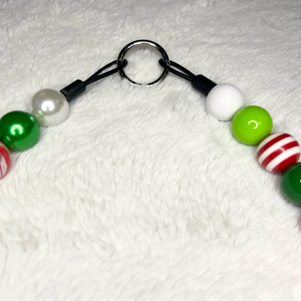 Festive Christmas Holiday Beaded Dog Collar Necklace Size Extra Large - 22 inch