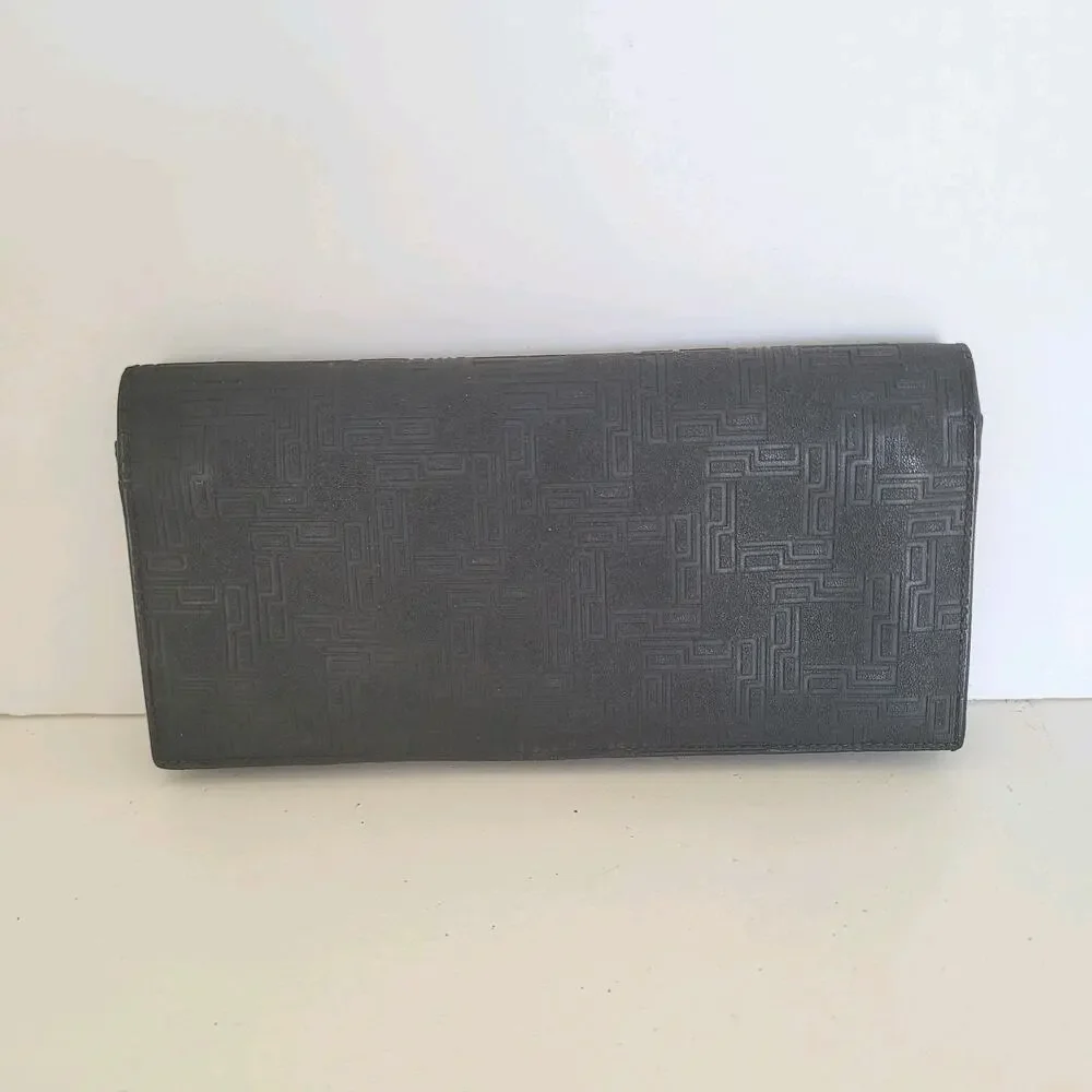 Dunhill Designer Bill Card Holder Wallet Black Bifold Textured Leather Folding
