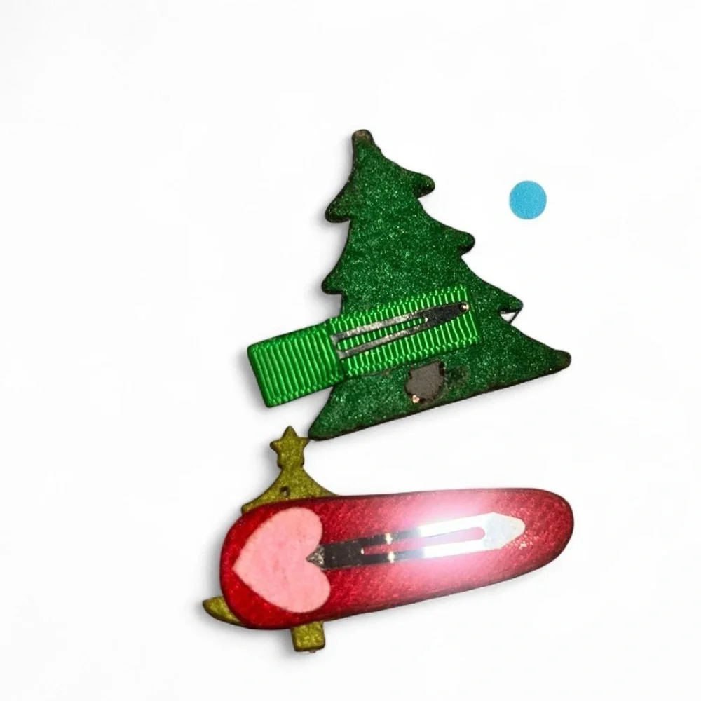 Festive Green and Red Christmas Tree Hair Clip