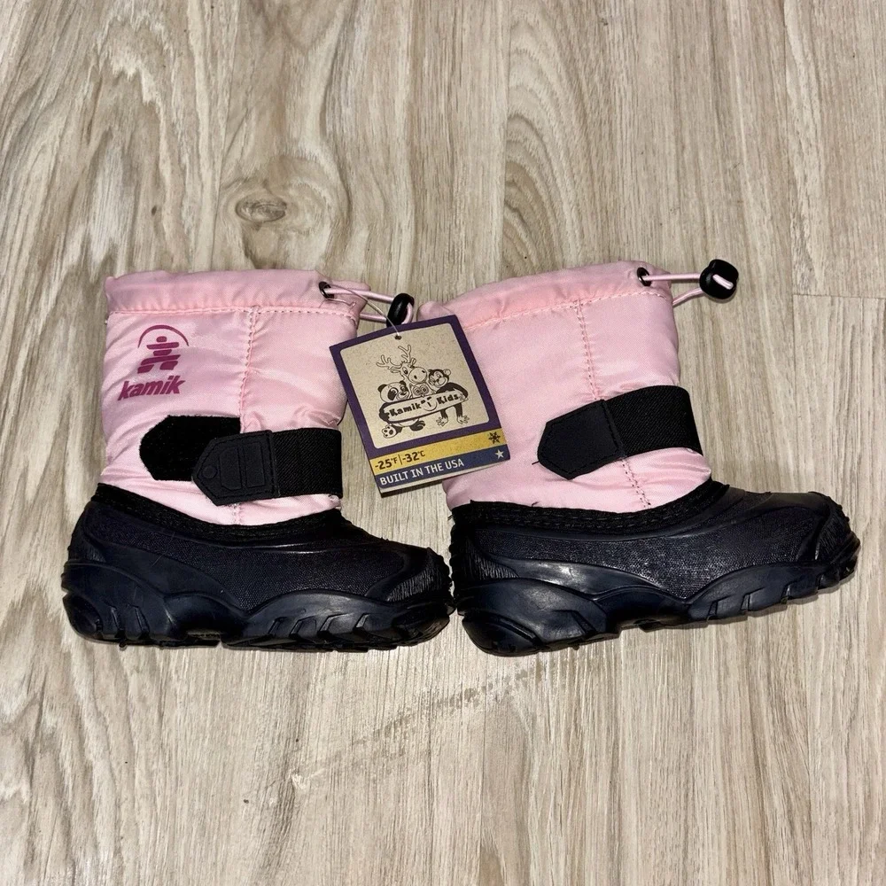 Kamik Kids Pink Waterproof Winter Snow Boots Insulated Size 8
