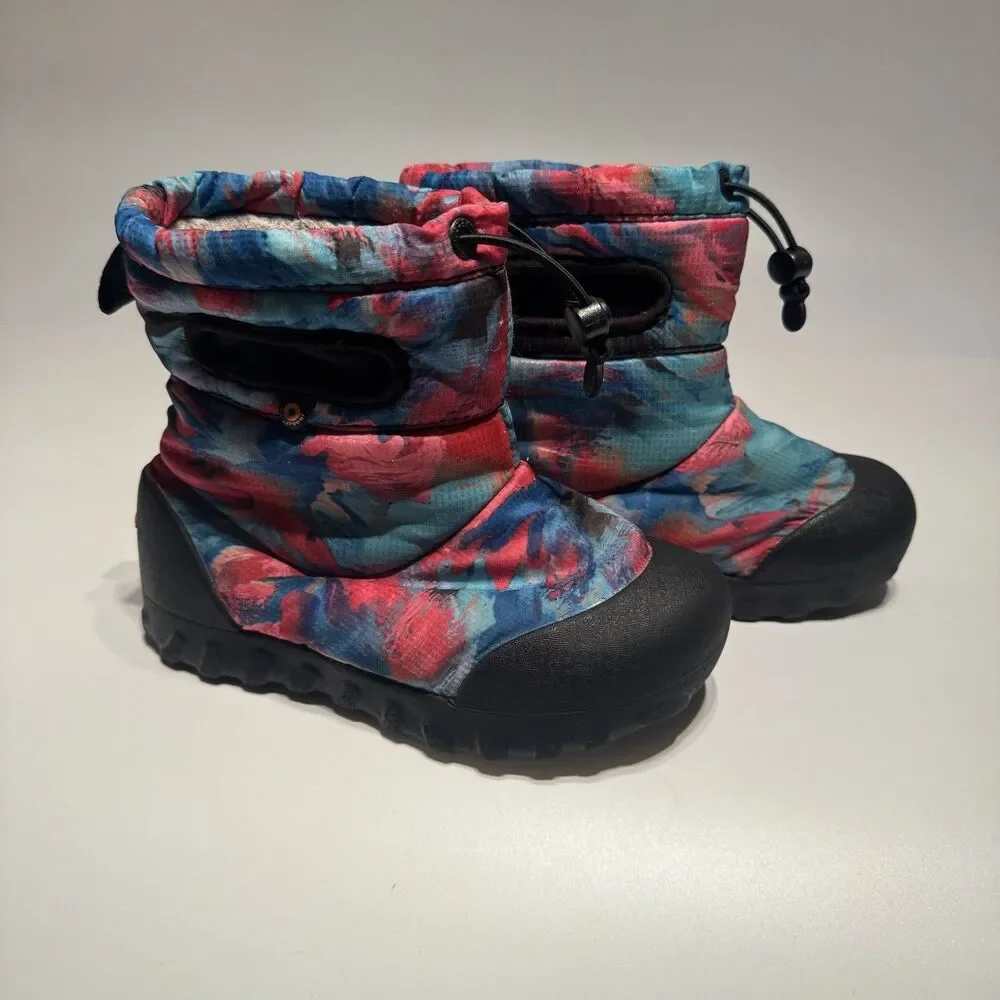 Bogs Bmoc Kids Snow Boots Girls Size 12 Pink Blue Faux Fur Lined Winter Boots
