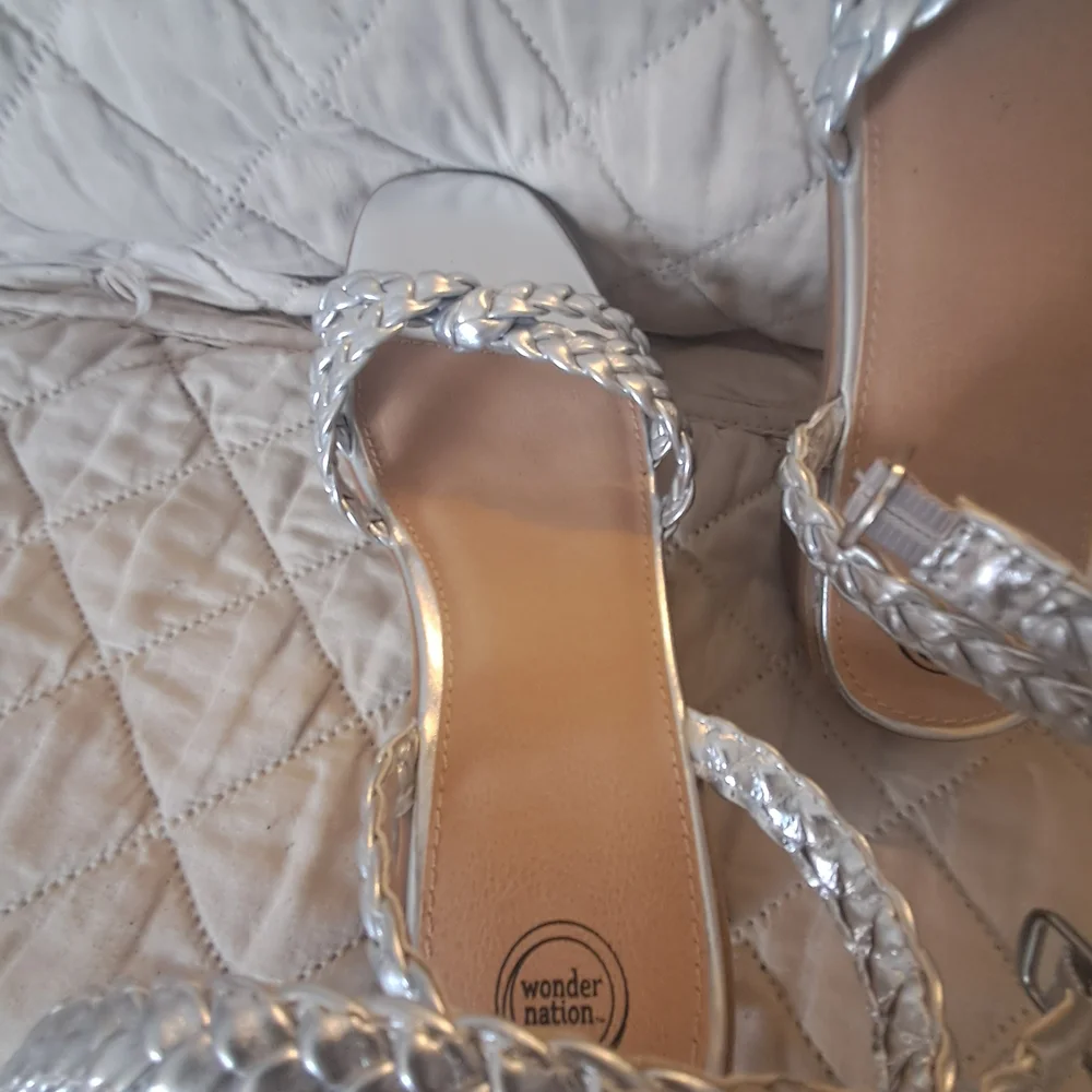 Wonder Nation Silver Braided Sandals
