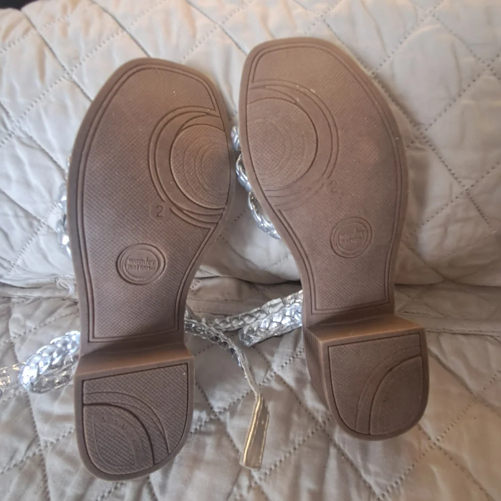 Wonder Nation Silver Braided Sandals