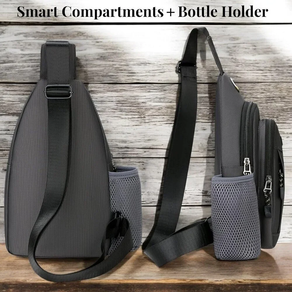 Anti-Theft Sling Bag Water-Resistant Crossbody Phone Pocket Travel Pack