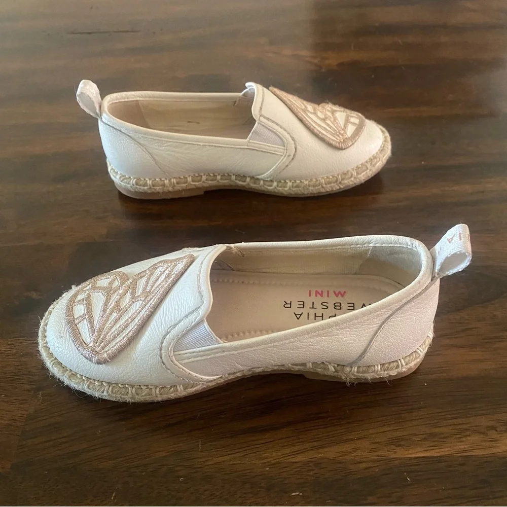 Sophia Webster Embroidered Gold Signature Butterfly Motif Girls Shoes